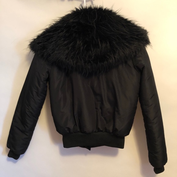 UNIF Amelia black faux fur bomber jacket Xsmall - Picture 2 of 5